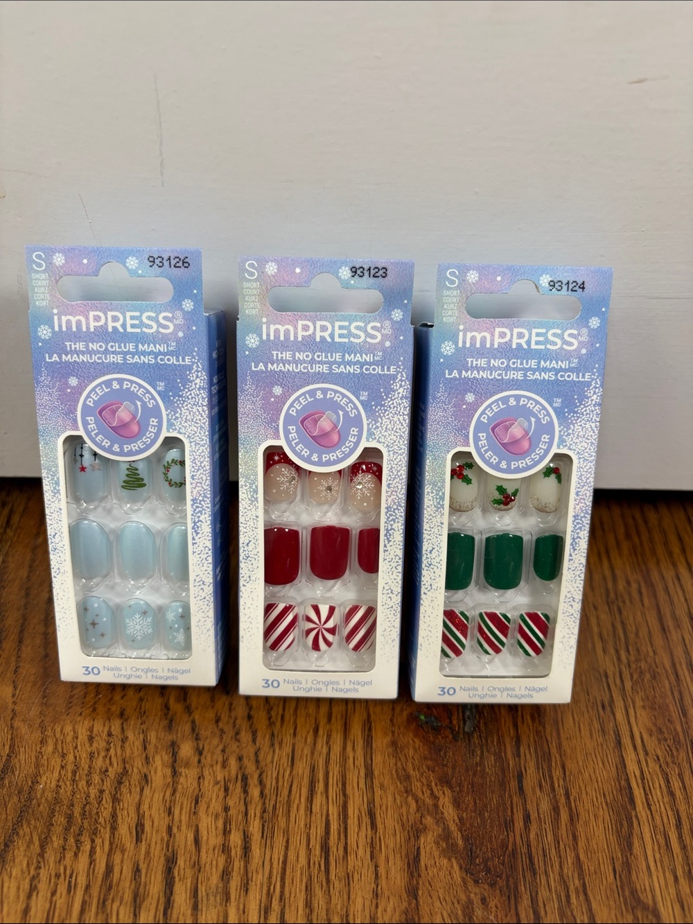imPRESS Holiday Press-On Nails - Light Blue, Red, Green